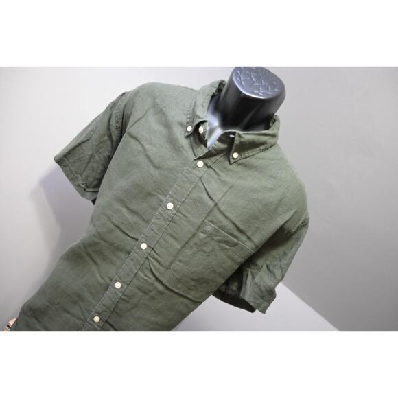 J Crew Slim Fit Dress Shirt Linen Blend Green Short Sleeve Mens Sz 2XL XXL - Picture 4 of 10